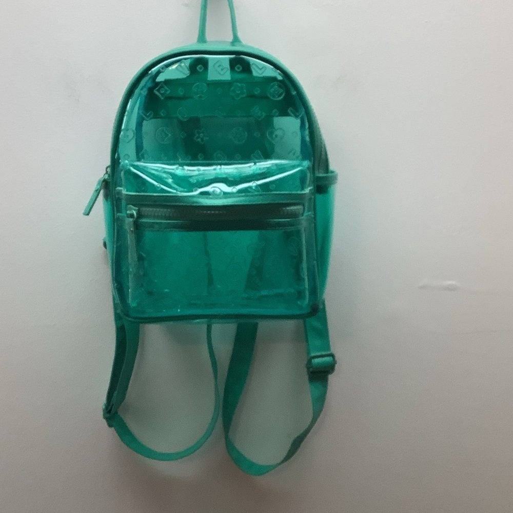 Claire’s Transparent Mini Green Backpack, Preloved